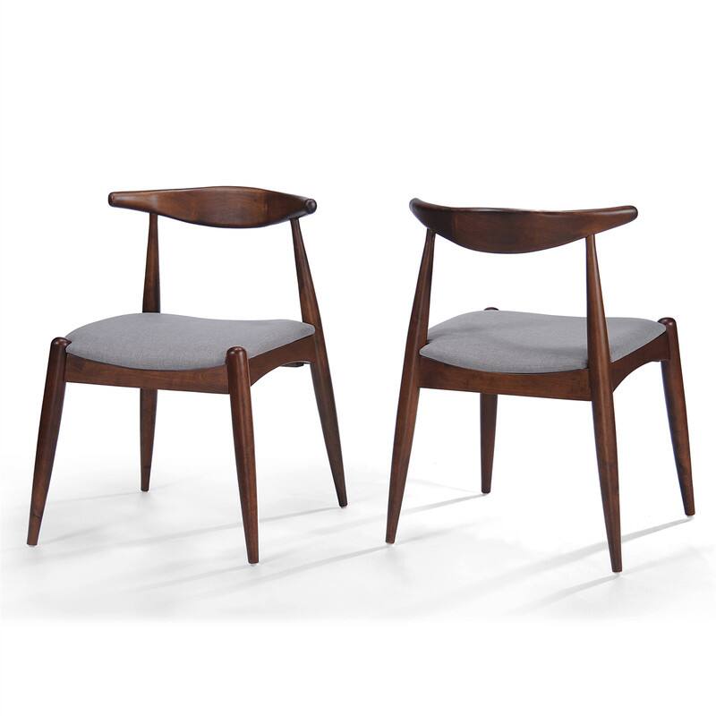 Alt View 6. HTUTWOO - Set of 2 Rubberwood Dining Chairs - Ergonomic Backrest, Comfort Cushions, Dining Room Kitchen Living Room - Light Gray Walnut.