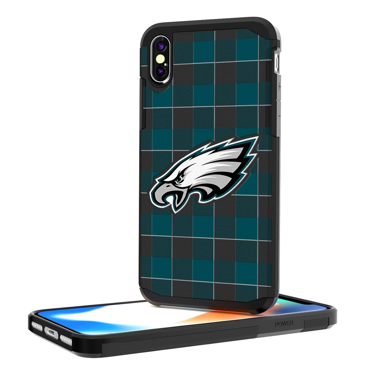 Alt View 2. Keyscaper - Philadelphia Eagles iPhone Rugged Plaid Design Case - 13 - Multicolor.
