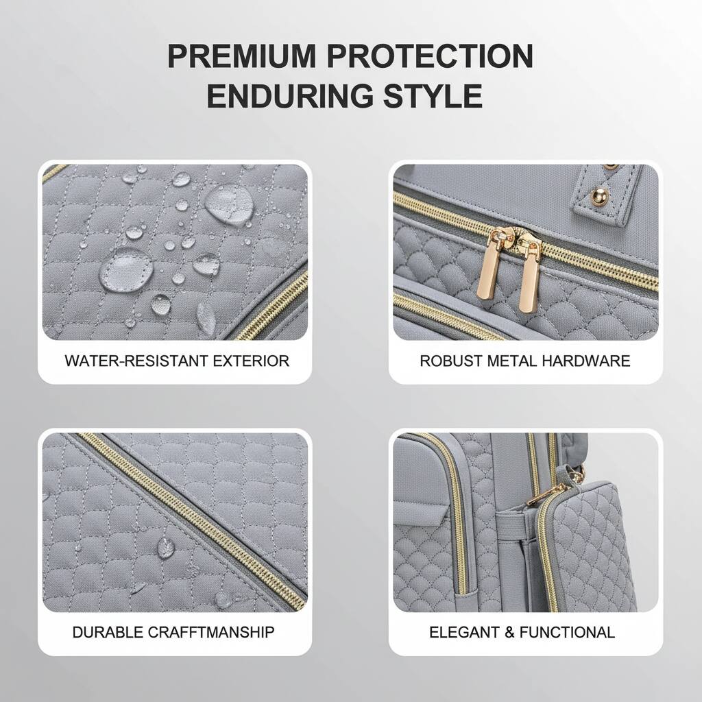 PREMIUM PROTECTION ENDURING STYLE

- WATER-RESISTANT EXTERIOR
- ROBUST METAL HARDWARE
- DURABLE CRAFTSMANSHIP
- ELEGANT & FUNCTIONAL