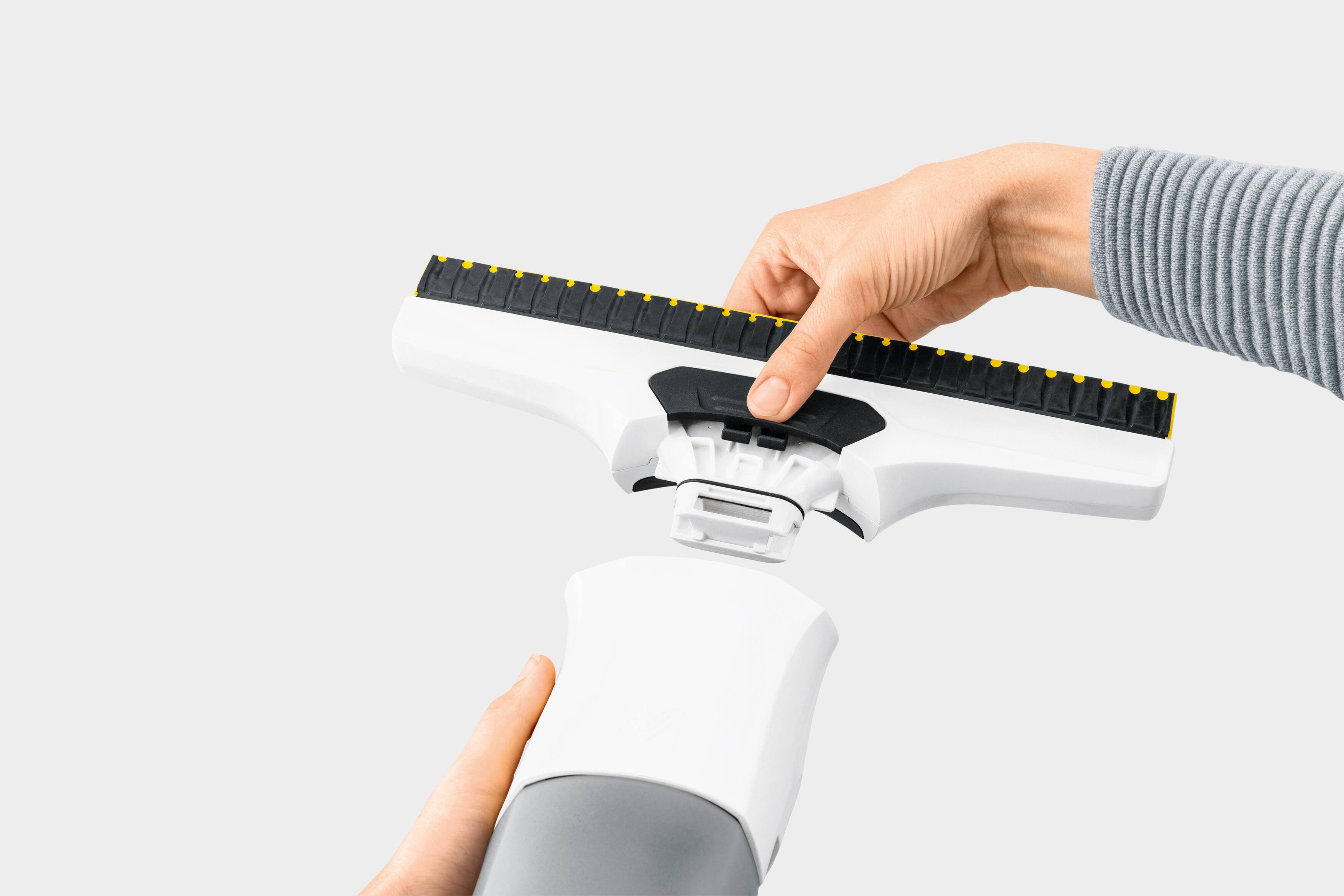 Left. Karcher - WV 6 Rechargeable Window Vac: Power Vacuum, Electric Squeegee, 11" Blade, Spray Bottle, Microfiber Pad & Concentrate.