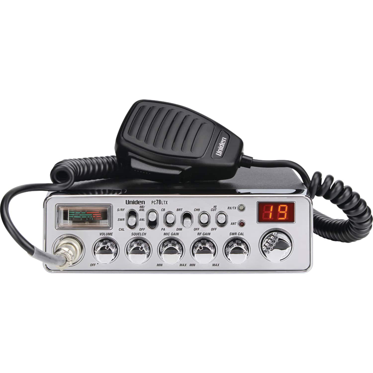 Uniden - Pc78ltx Bearcat 40-channel Cb Radio With Swr Meter, Chrome, Pc78ltx - Black