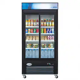 Koolmore - 40 in. 33 Cu. Ft. Commercial Merchandiser Refrigerator with Sliding Doors, LED Lighting in White (KM-MDR-2GD-33CSL) - Black