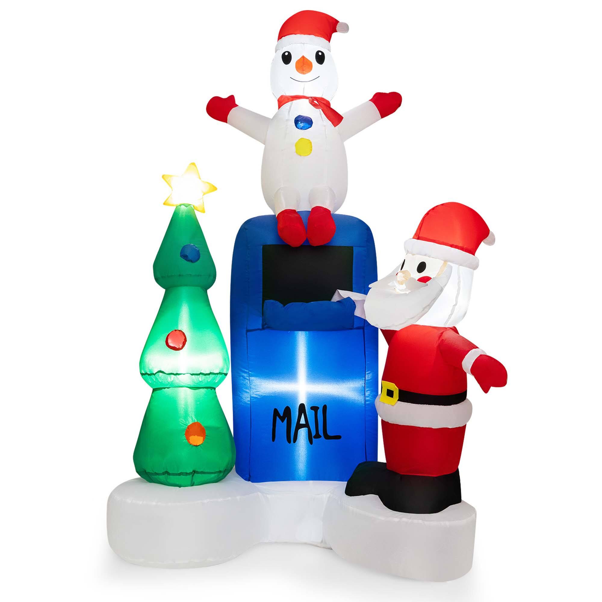 Alt View 19. Costway - 6FT Inflatable Christmas Lighted Mailbox Santa Claus Snowman Christmas Tree Decor - Multicolor.