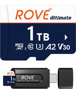 ROVE - Ultimate microSDXC Memory Card with USB 3.2 Card Reader 170MB/s, C10, U3, V30, A2 for Dash Cam, Smart Phones, Games