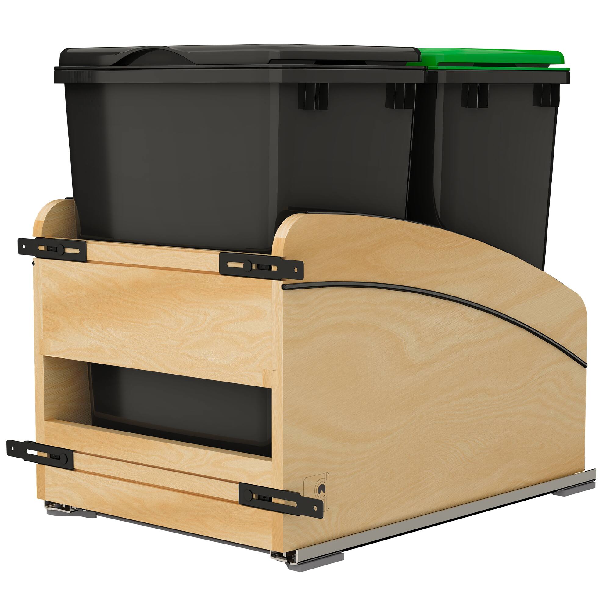 Rev A Shelf Maple Double Pullout Waste Container, Soft Close, 35 qt ...