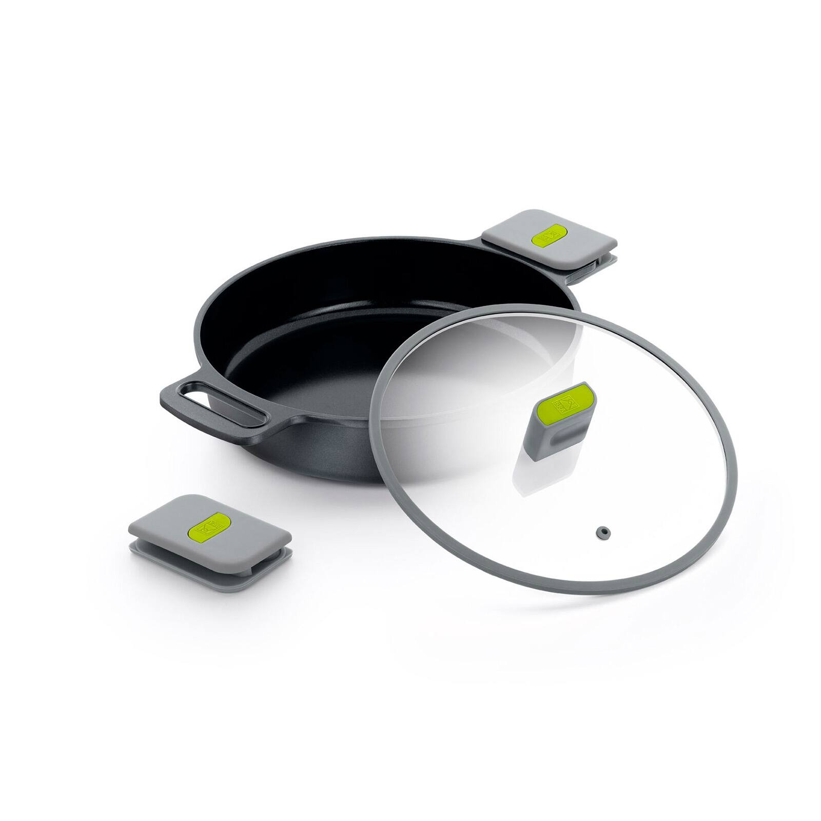 Alt View 2. BRA Cookware - Life Ceramic Nonstick Sauté Pan w/Glass Lid, 11 Inch, 3.3 Quart - Black.