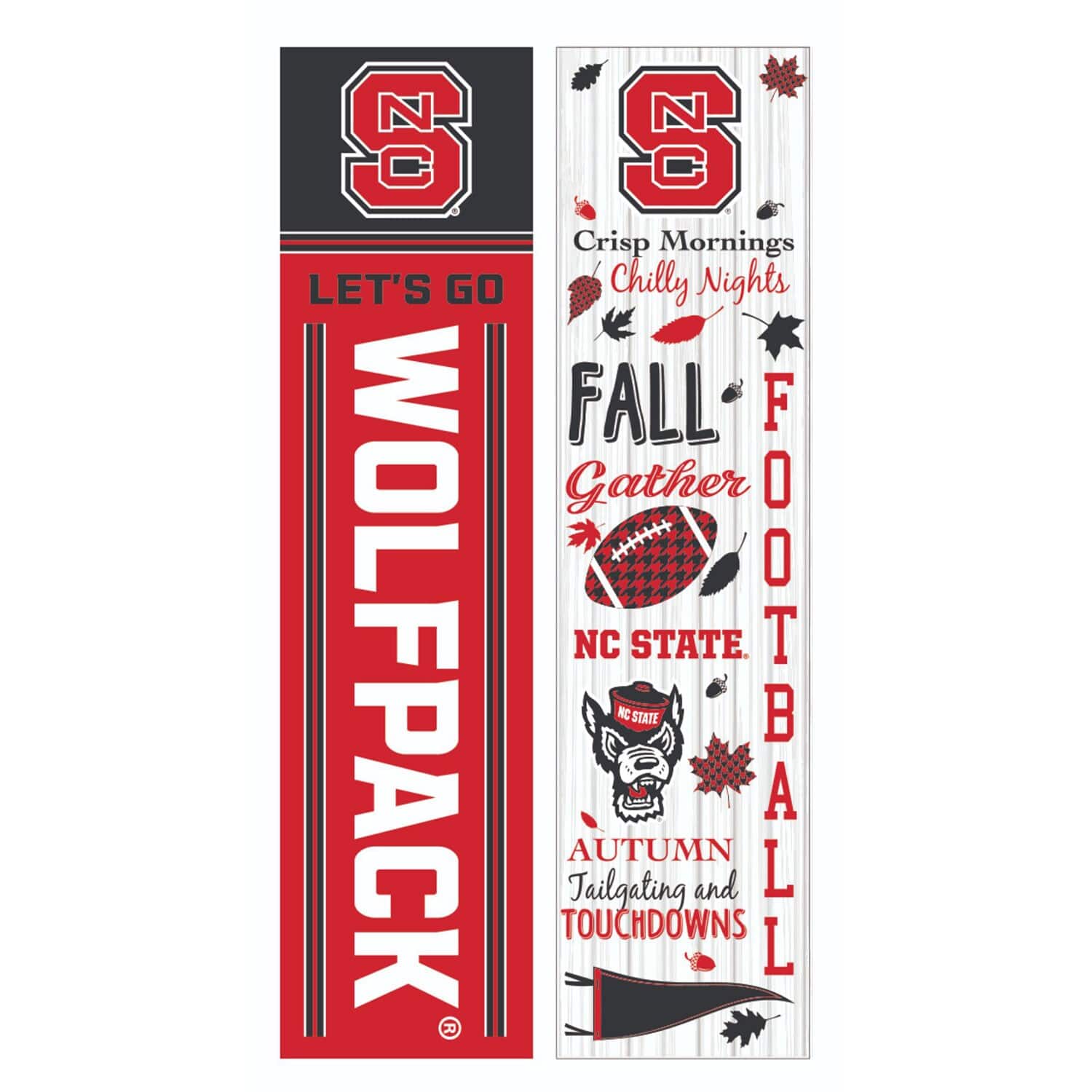 Evergreen Enterprises - NC State Wolfpack 47" Double Sided Fall Leaner Fan Sign - Multicolor