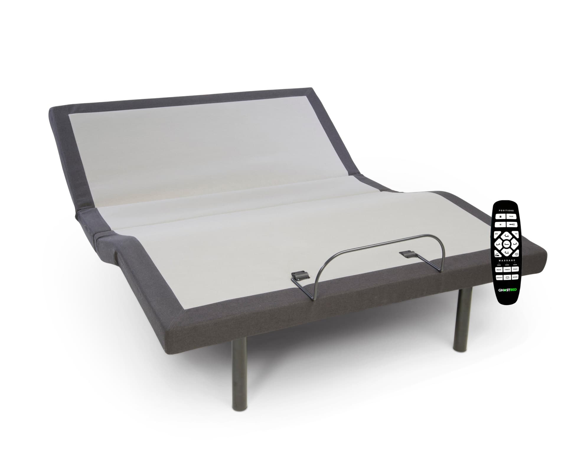 Front. Ghostbed - Adjustable Base - Queen - Black.
