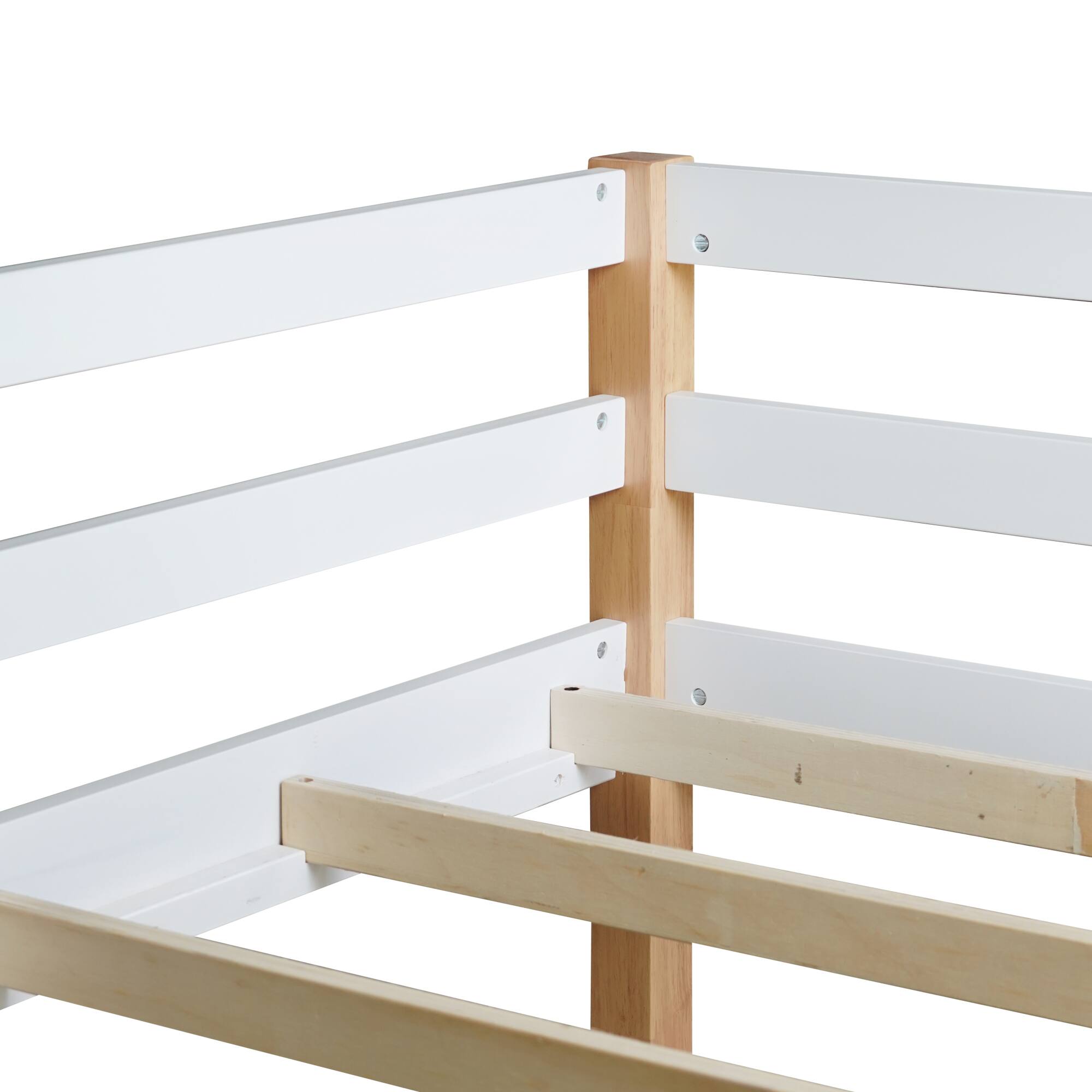 Back. GOODSILO - Solid Wood Twin Loft Bed with Ladder and Strengthened Slats for Enhanced Stability and Space Optimization - Natural+White.