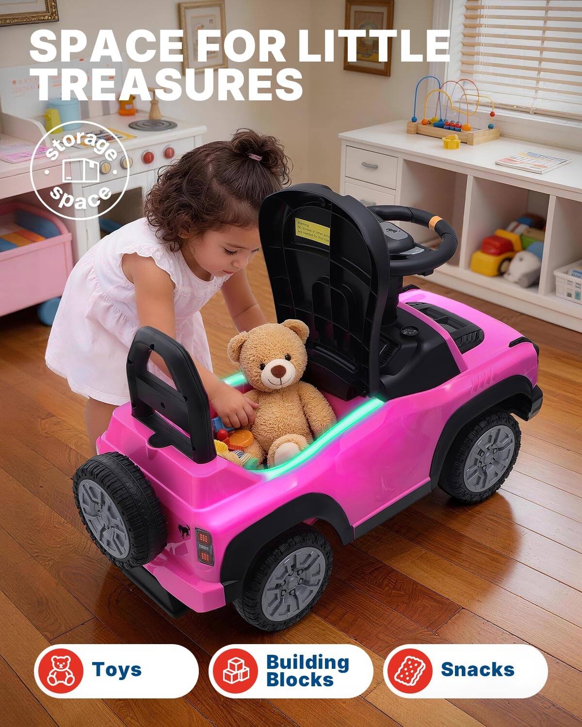 SPACE FOR LITTLE TREASURES  
storage space  
Toys  
Building Blocks  
Snacks