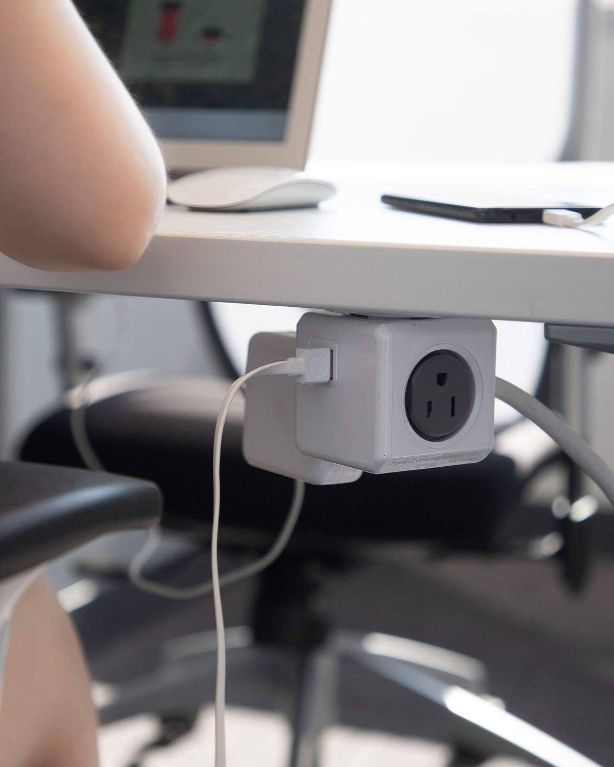 Alt View 4. Cluzine - Cube Power Outlet with USB Ports, Desktop Power Strip with US Plug for Home & Office - Gray.