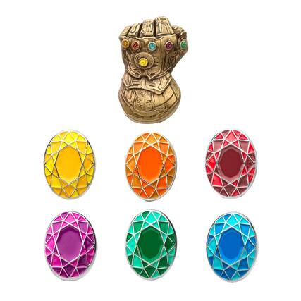 Front. Marvel - Marvel Infinity Gauntlet and Infinity Stones Enamel Collector Pin Set - Gold.