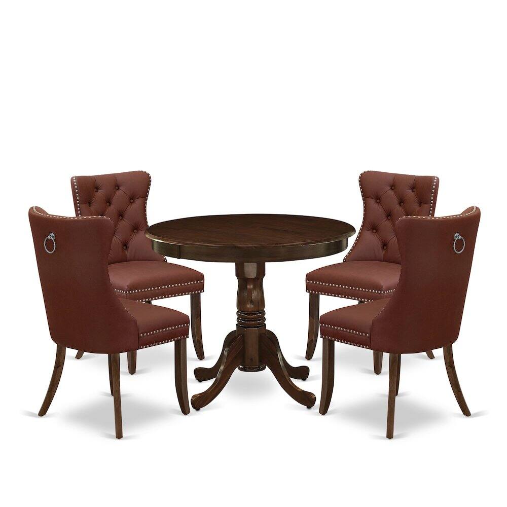 Angle. East West Furniture - 5 Piece Kitchen Table Set - Brown.
