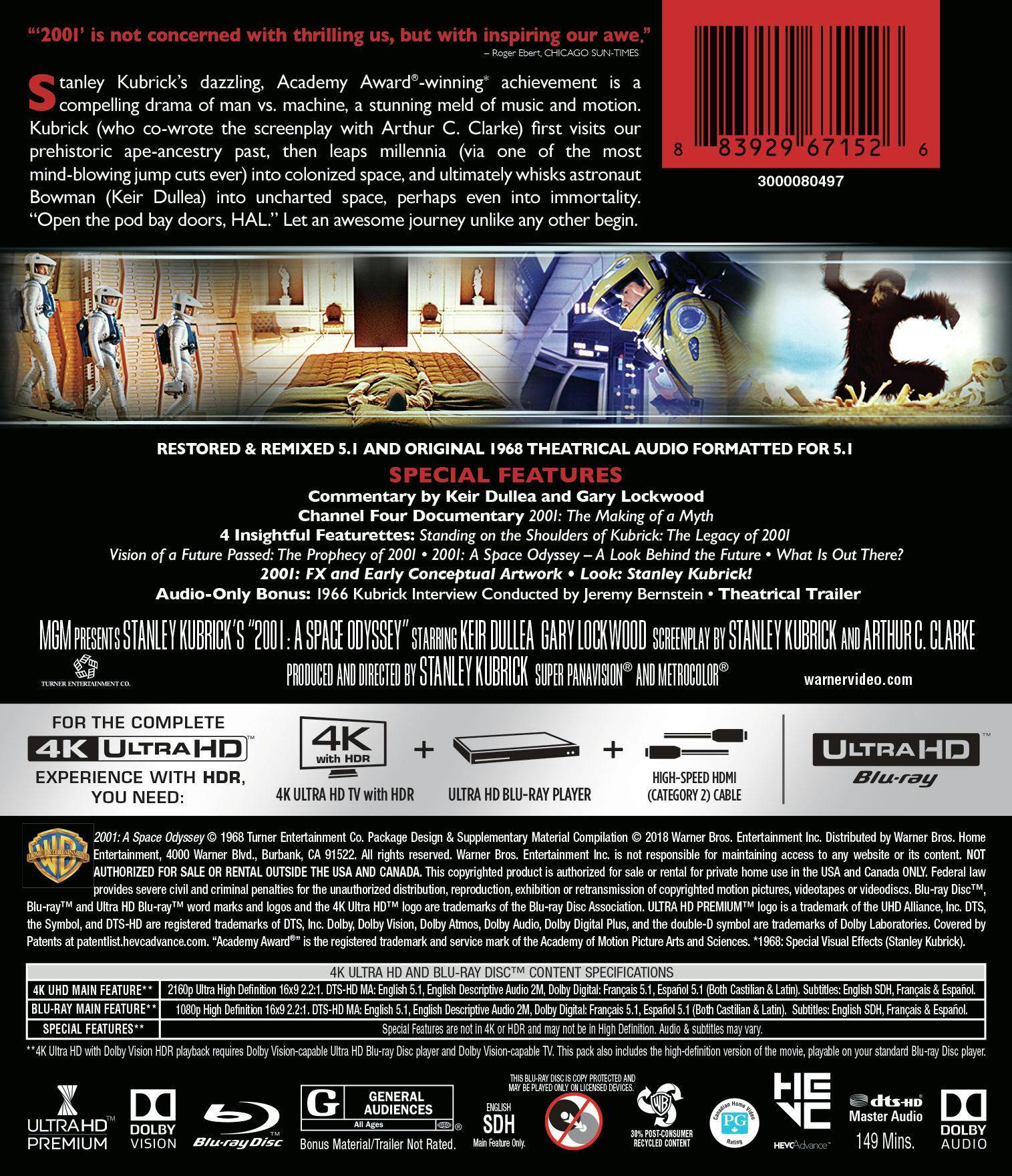 Back. 2001 - A Space Odyssey (4K Ultra HD + Blu-ray) [UHD].