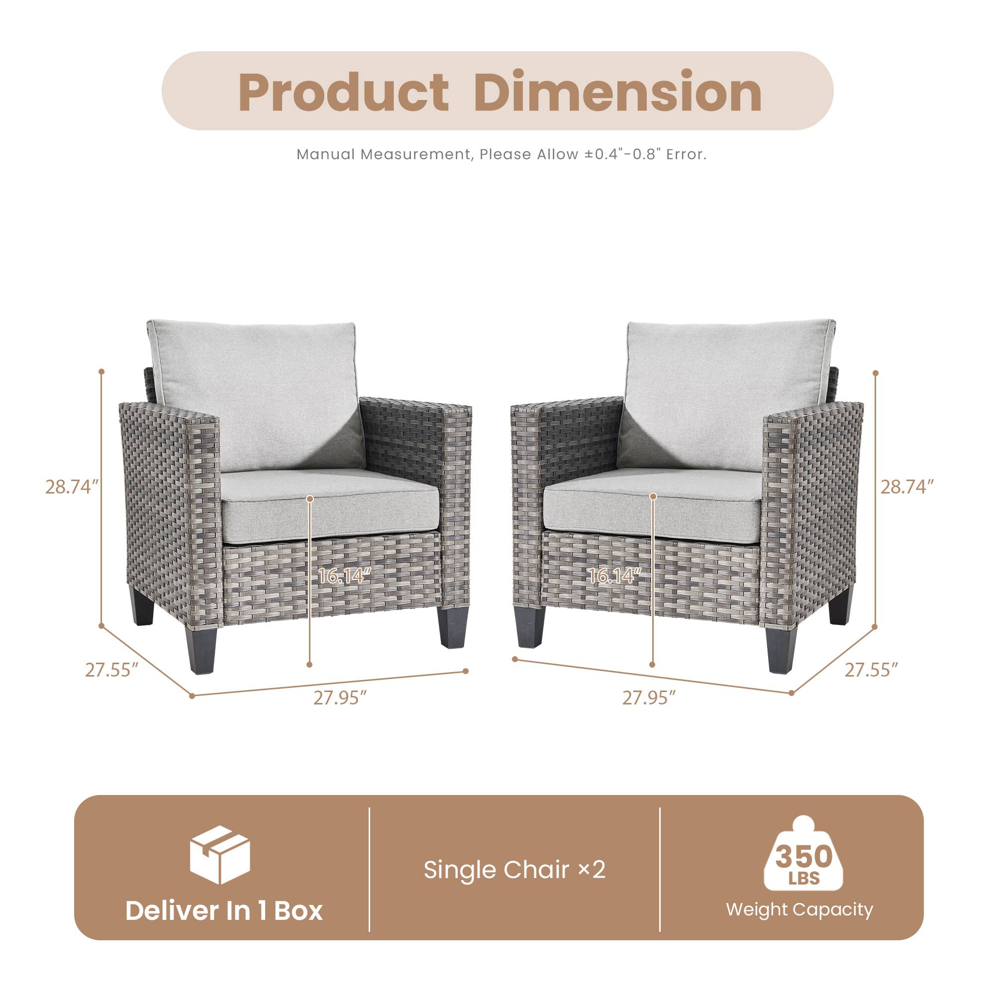Product Dimension  
Manual Measurement, Please Allow ±0.4"-0.8" Error.

28.74"  
27.55"  
27.95"  
16.14"  

Deliver In 1 Box  
Single Chair x2  
350 LBS Weight Capacity