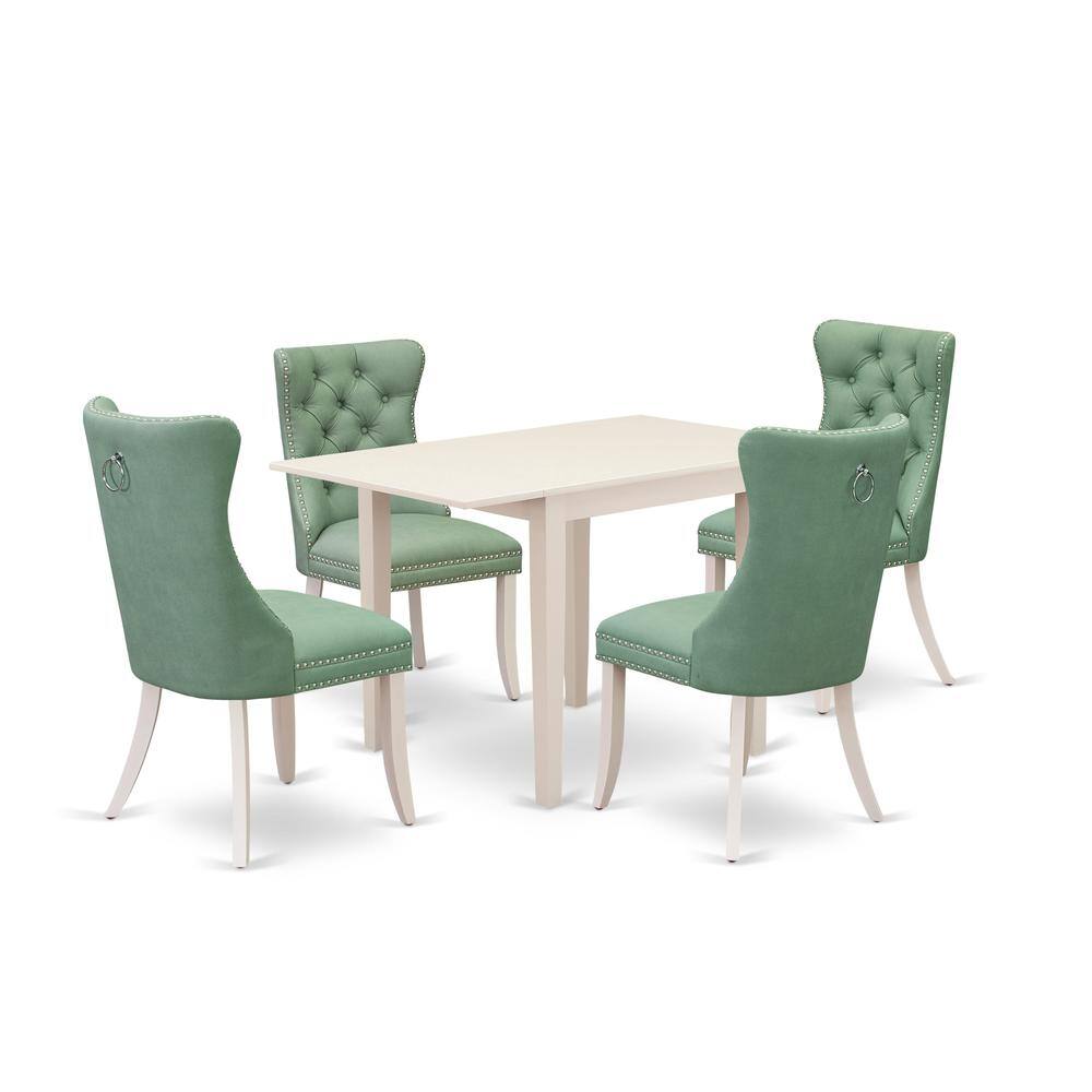 East West Furniture - 5 Piece Dining Room Set - White
