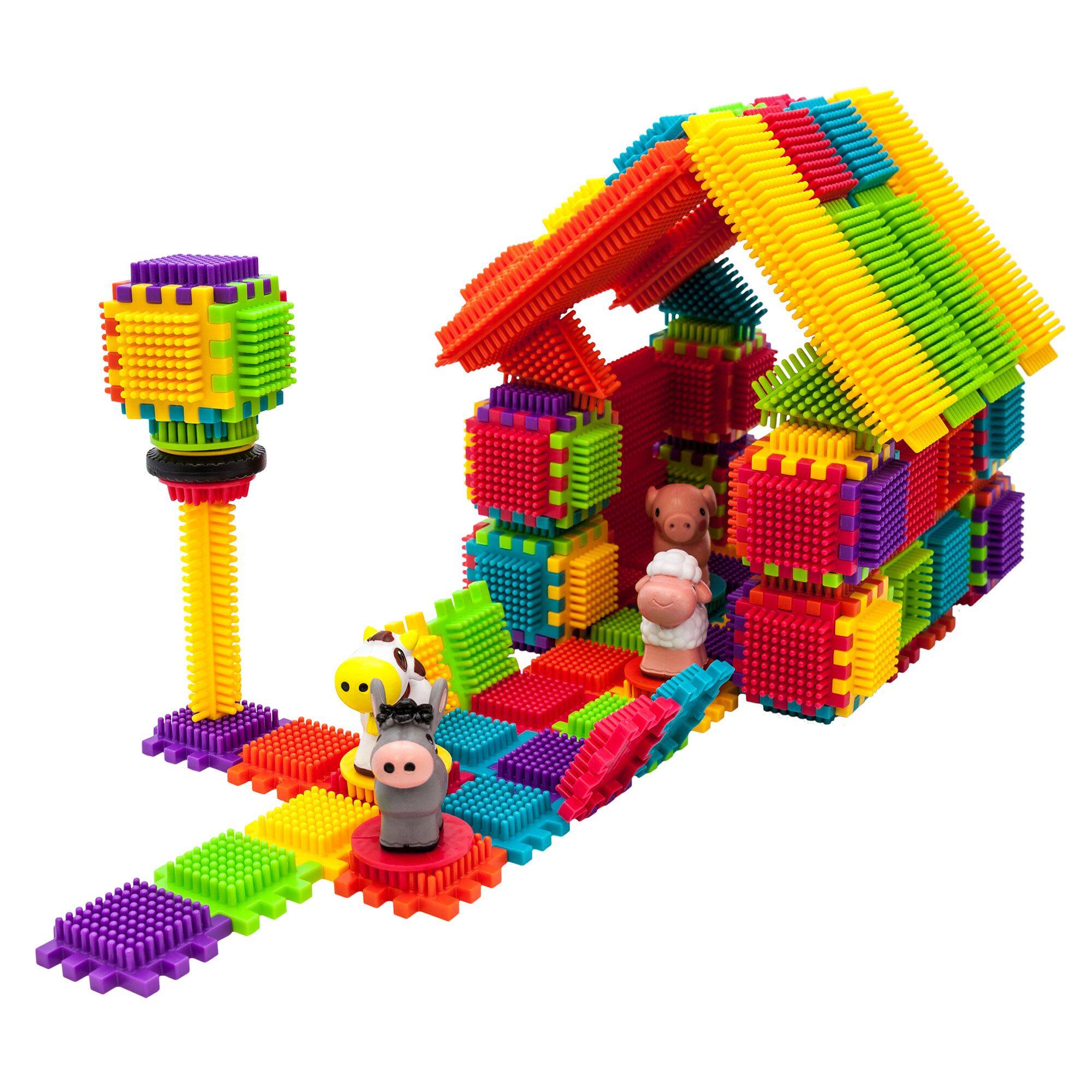 Alt View 1. PicassoTiles - PICASSO-TILES 151PCS Hedgehog Lock Block Building Tiles, STEM Educational Truck Theme Playset with Animal Figures.