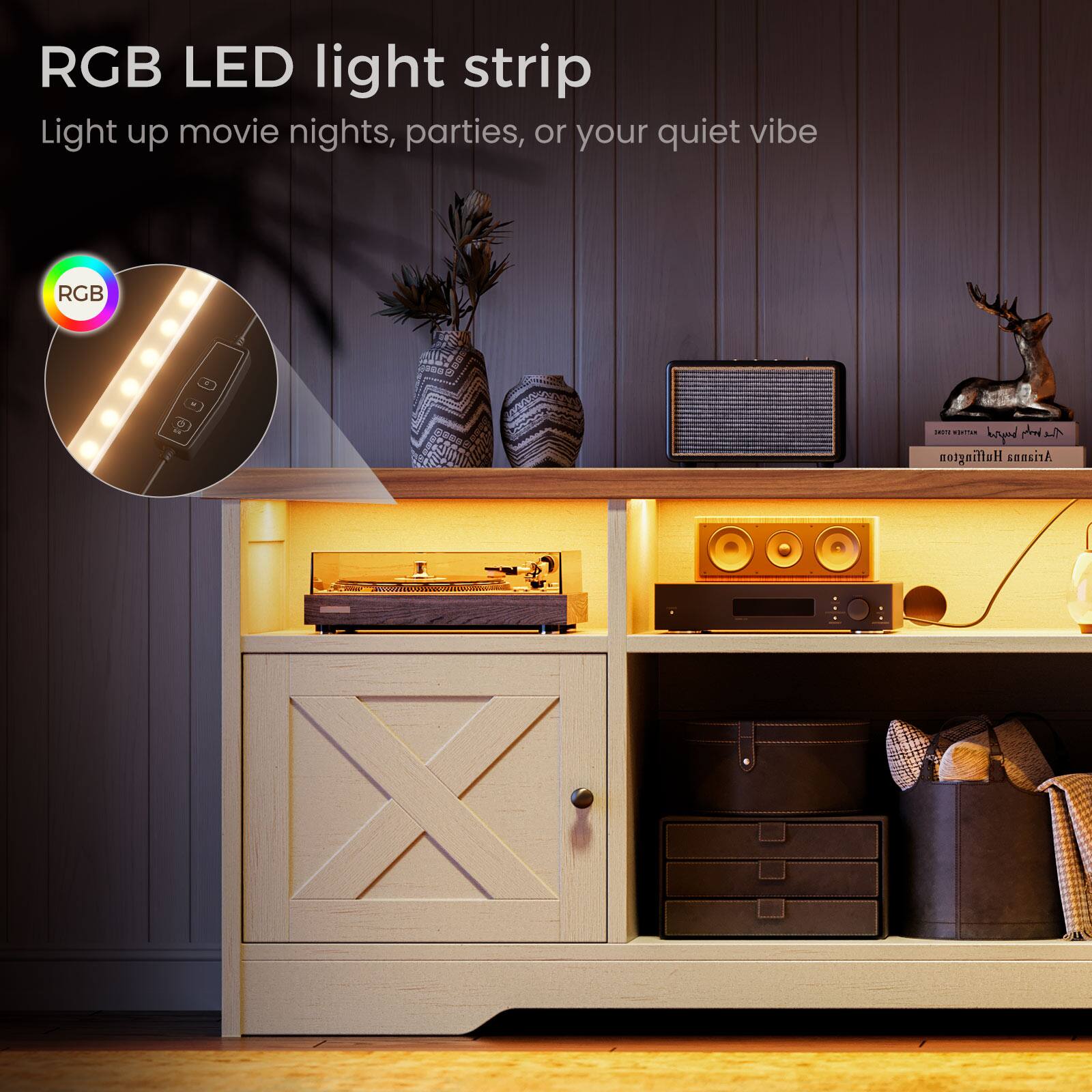 RGB LED light strip  
Light up movie nights, parties, or your quiet vibe