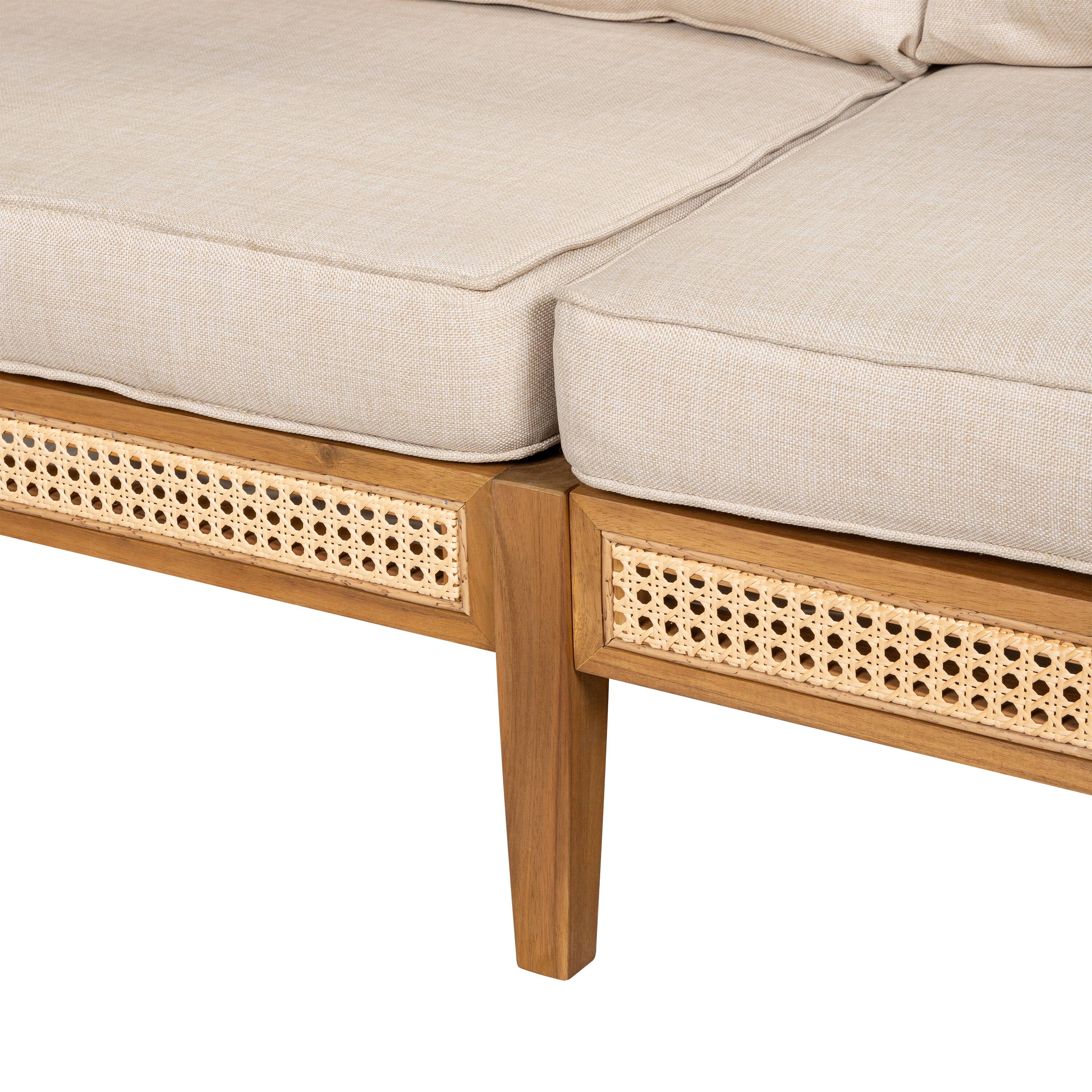 Alt View 2. Mondawe - 3 Piece Outdoor Patio Cushioned Chat Set - Teak+ Beige.