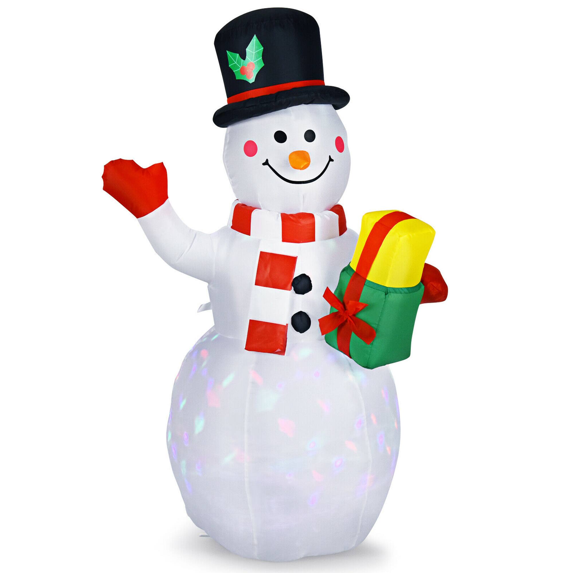 Alt View 5. Gymax - Gymax 5ft Inflatable Christmas Snowman Indoor Outdoor Blow Up Decor w/ LED Light - White.