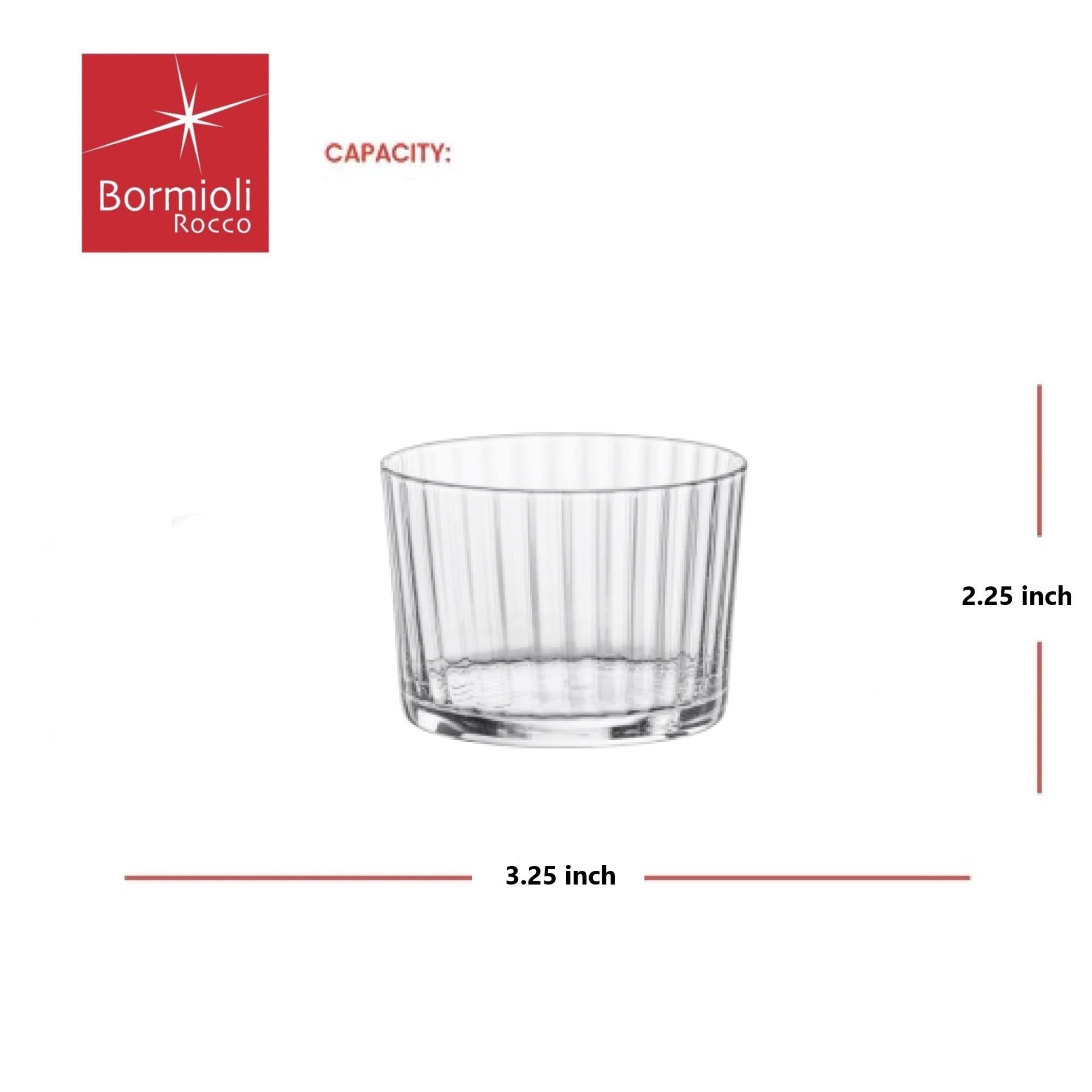 CAPACITY: Bormioli Rocco  
2.25 inch  
3.25 inch