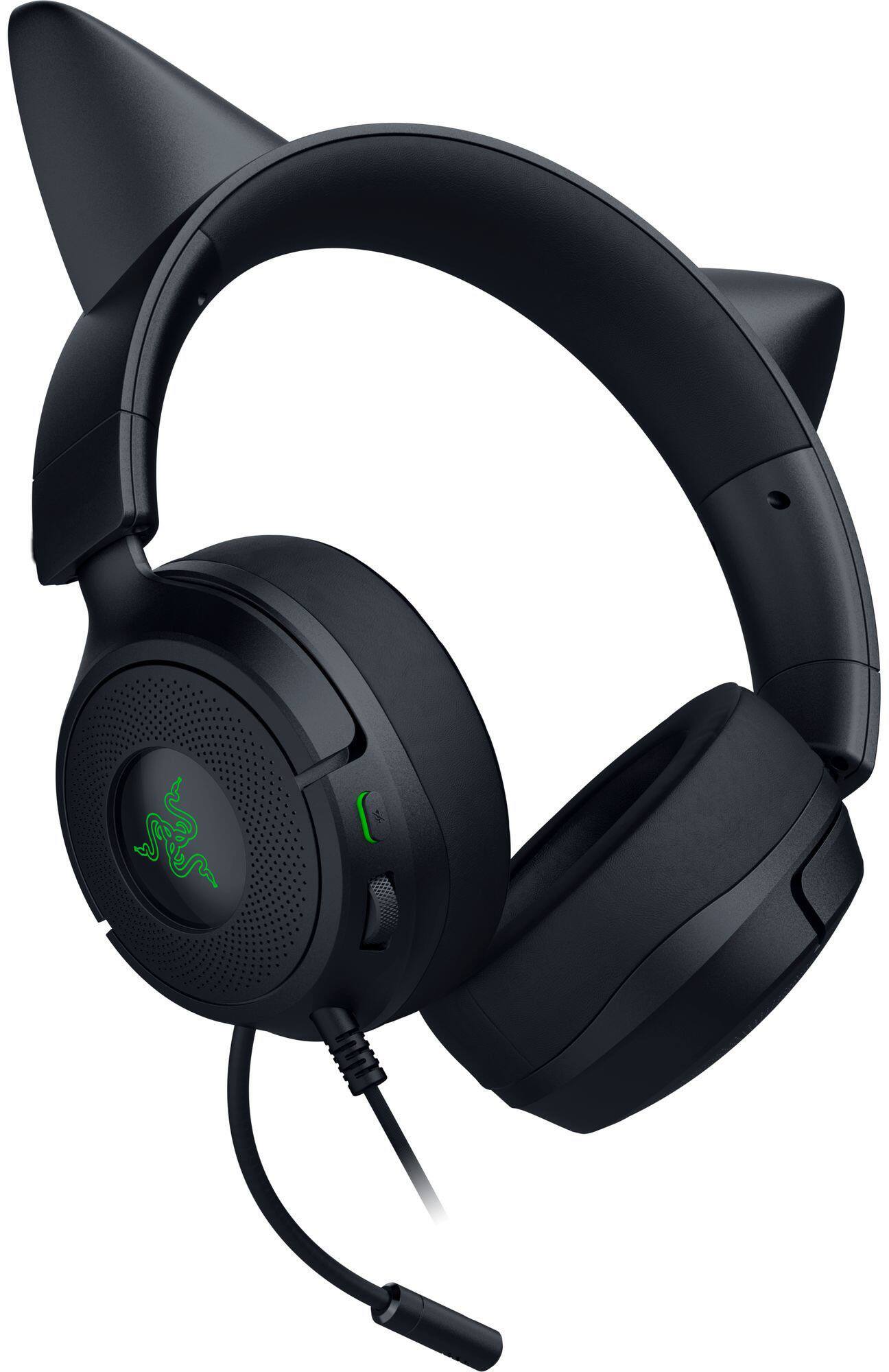 Alt View 4. Razer - Kraken Kitty V3 X Wired Over-the-Ear Gaming Headset for PC, PlayStation, Nintendo Switch, Steam Deck, and Smartphone - Black.