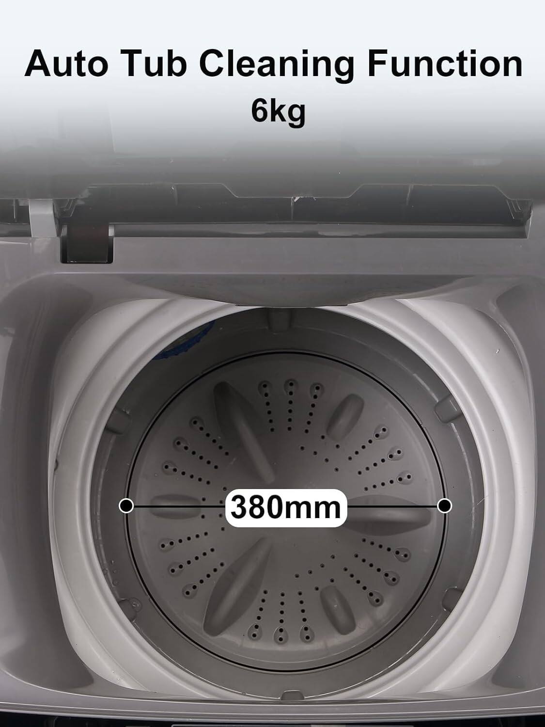 Auto Tub Cleaning Function  
6kg  
380mm