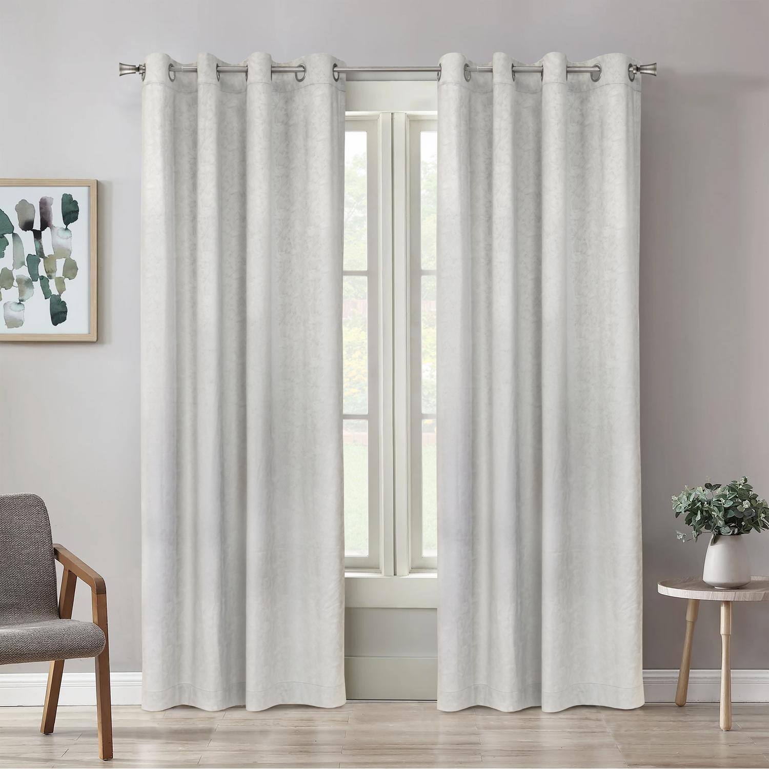 Angle. Commonwealth Home Fashions - Habitat Bristol Room Darkening UV Protecion Grommet Curtain Panel for Windows 52" x 108" White - White.