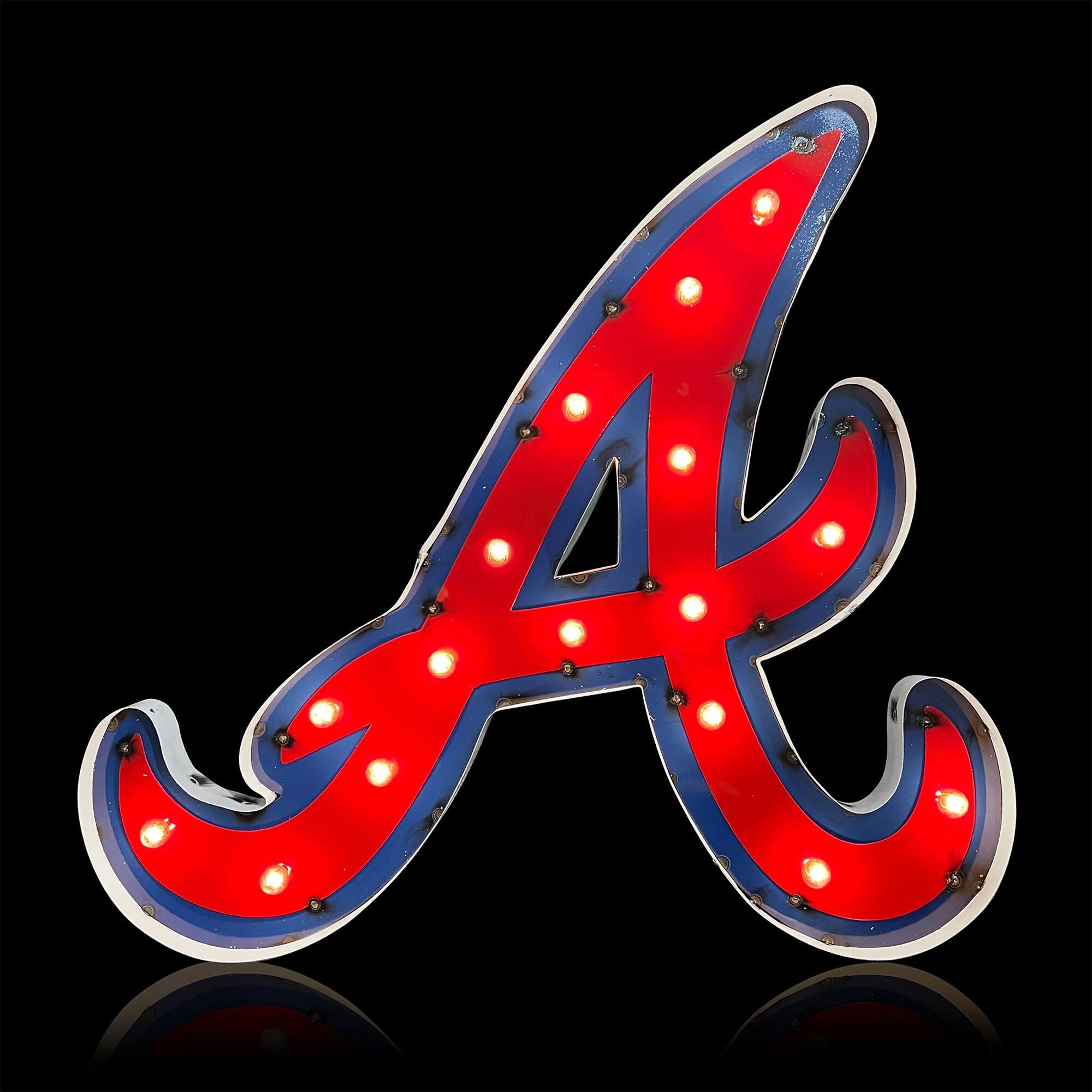 Alt View 2. Imperial - Atlanta Braves 27.5" x 29" Lighted Logo Recycled Metal Sign - Multicolor.