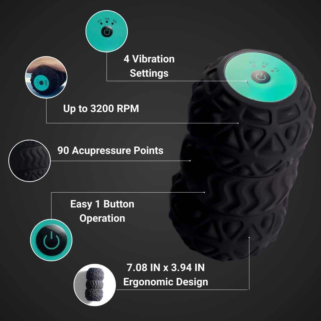 4 Vibration Settings  
Up to 3200 RPM  
90 Acupressure Points  
Easy 1 Button Operation  
7.08 IN x 3.94 IN Ergonomic Design