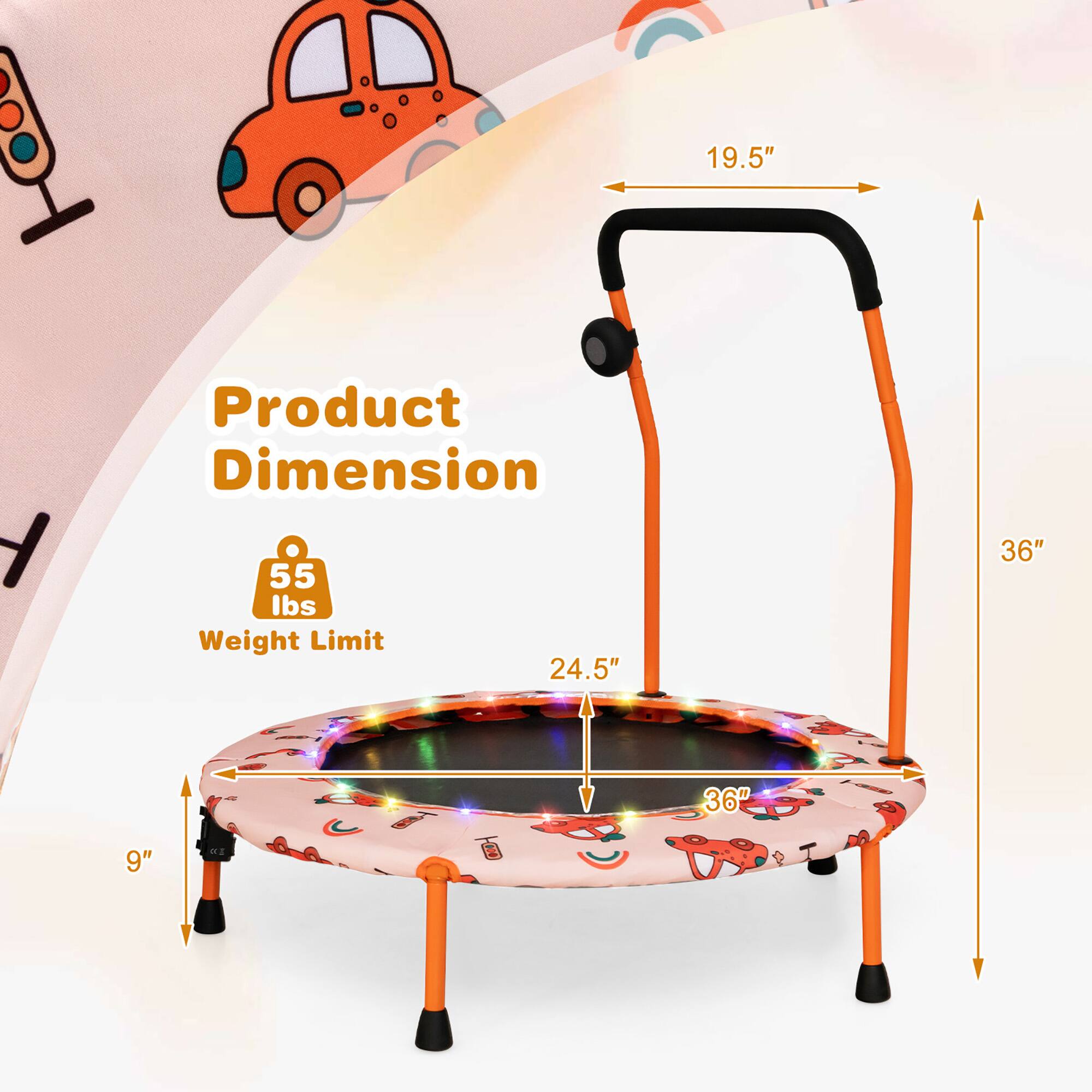 19.5" Product Dimension  
55 lbs Weight Limit  
24.5" x 36" x 36"  
9"
