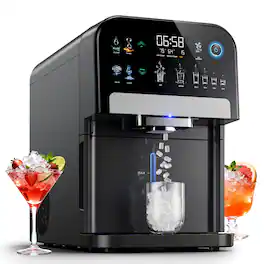 Ecozy Chillio - Smart 2-in-1 Nugget Ice Maker Dispenser, Countertop & Water Dispenser with App Control, 33Lbs/Day - Black