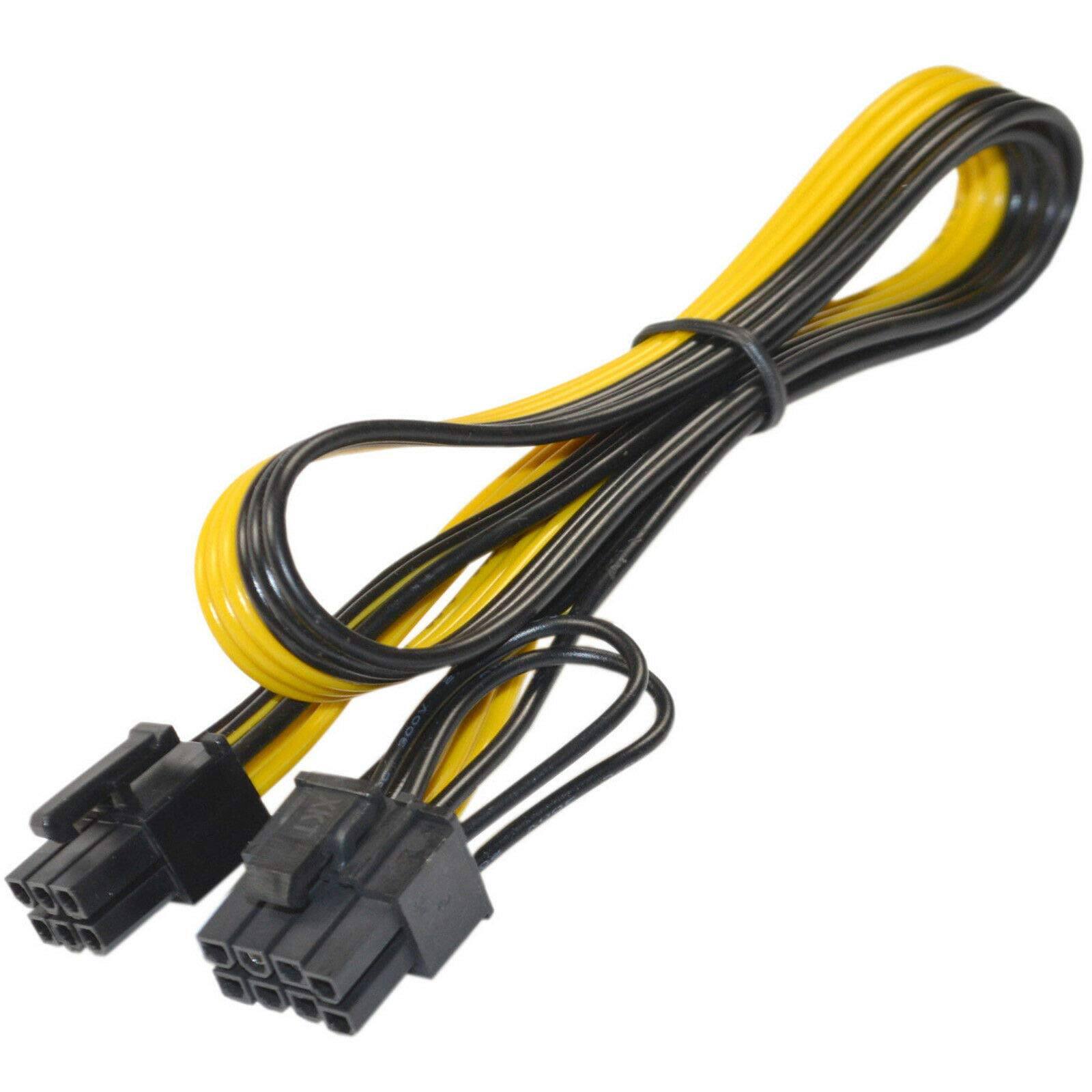 Left. HQRP - 6-Pack PCI-e PCIE Power Cable for GPU or Bitcoin Mining, 6 Pin Male to 8 Pin (6+2) Male, PCI Express Extension Cable.