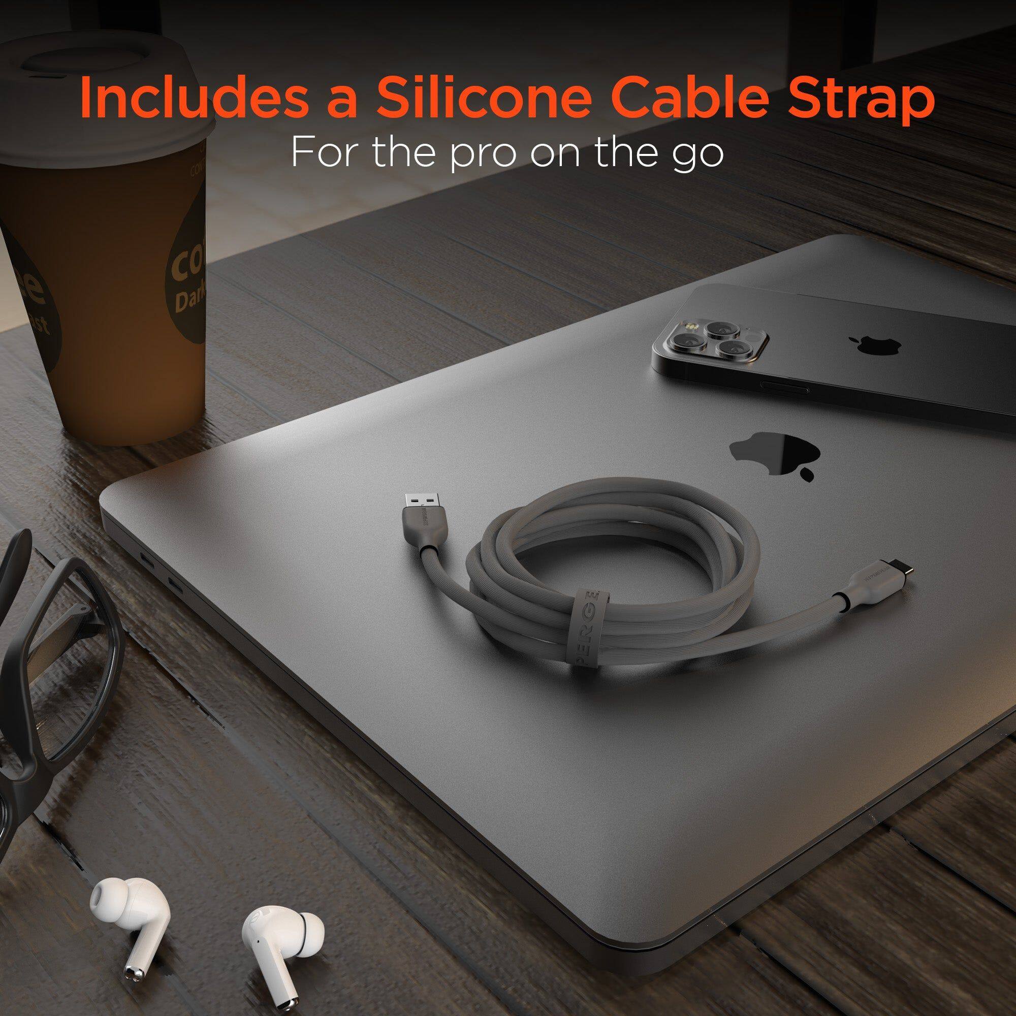 Includes a Silicone Cable Strap  
For the pro on the go