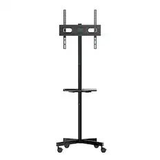 Front. Perlesmith - 32"–60" Rolling TV Cart, Model PSTVMC11B - Black.