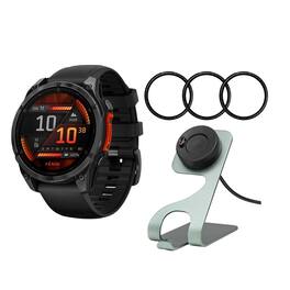 Garmin - Fenix 8 51mm AMOLED Display Slate Gray and Black GPS Smartwatch Bundle - Gray - (2024)