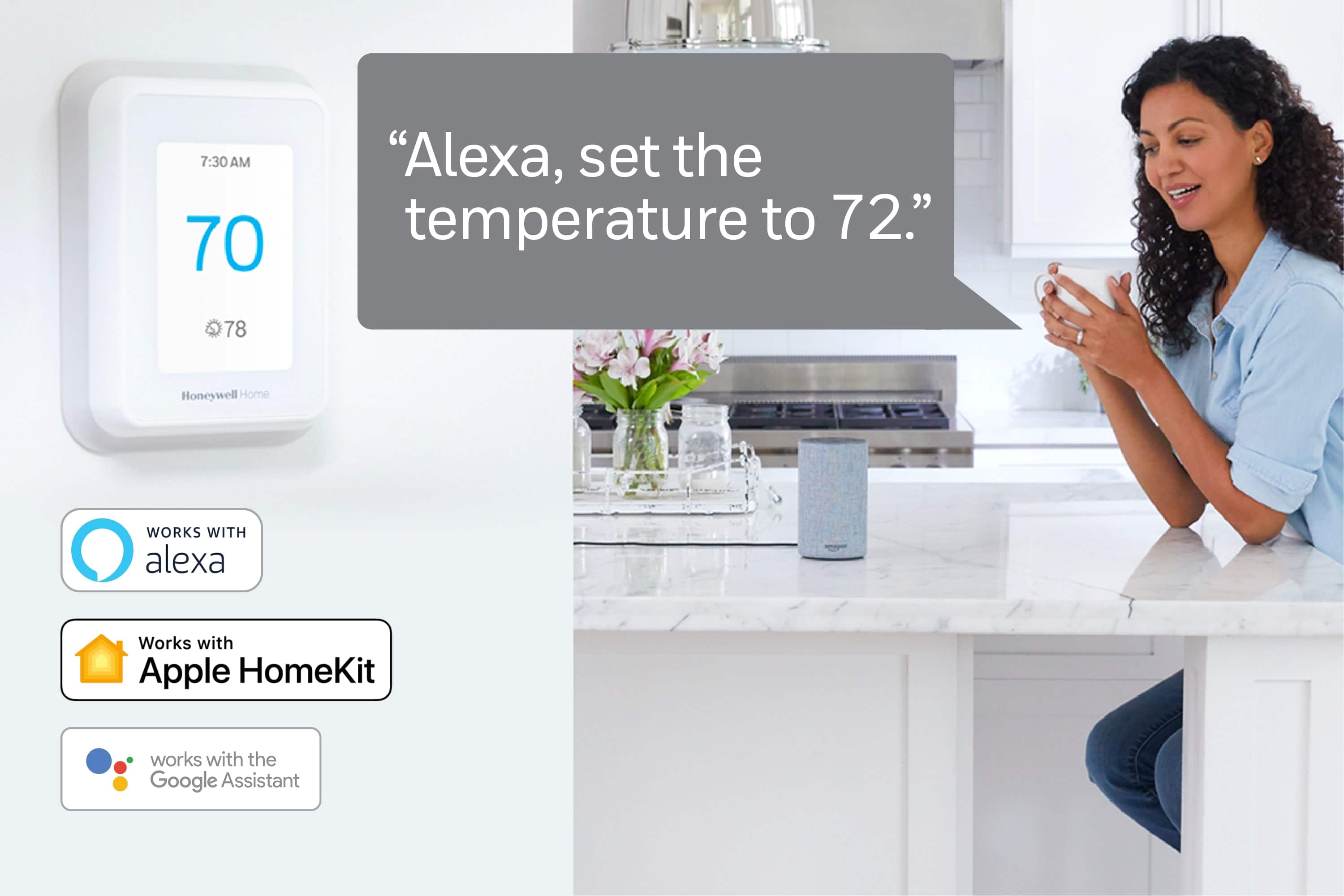Alt View 21. Honeywell Home - T9 Smart Programmable Touch-Screen Wi-Fi Thermostat with Smart Room Sensor - White.