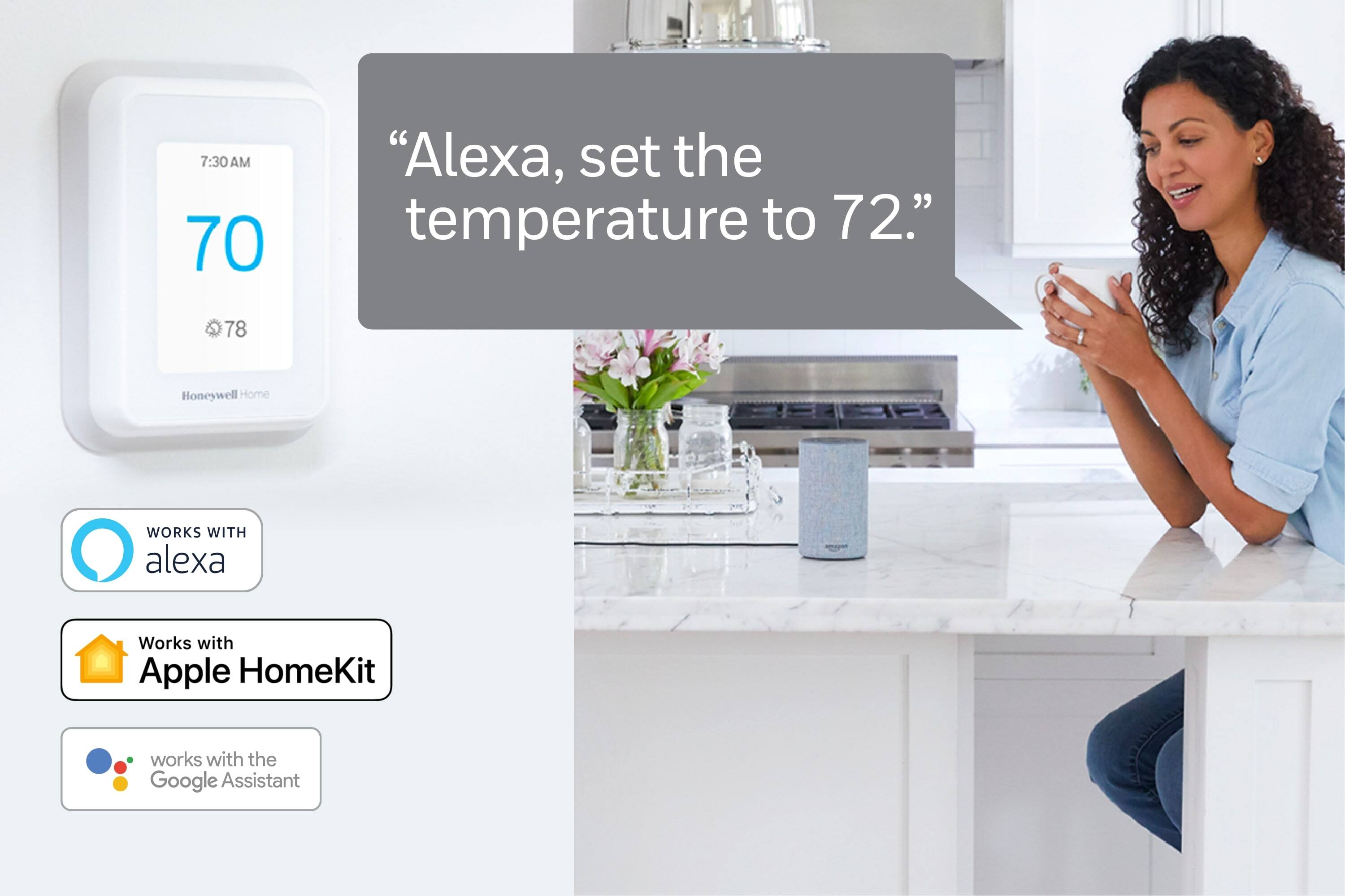 Alt View 21. Honeywell Home - T9 Smart Programmable Touch-Screen Wi-Fi Thermostat with Smart Room Sensor - White.
