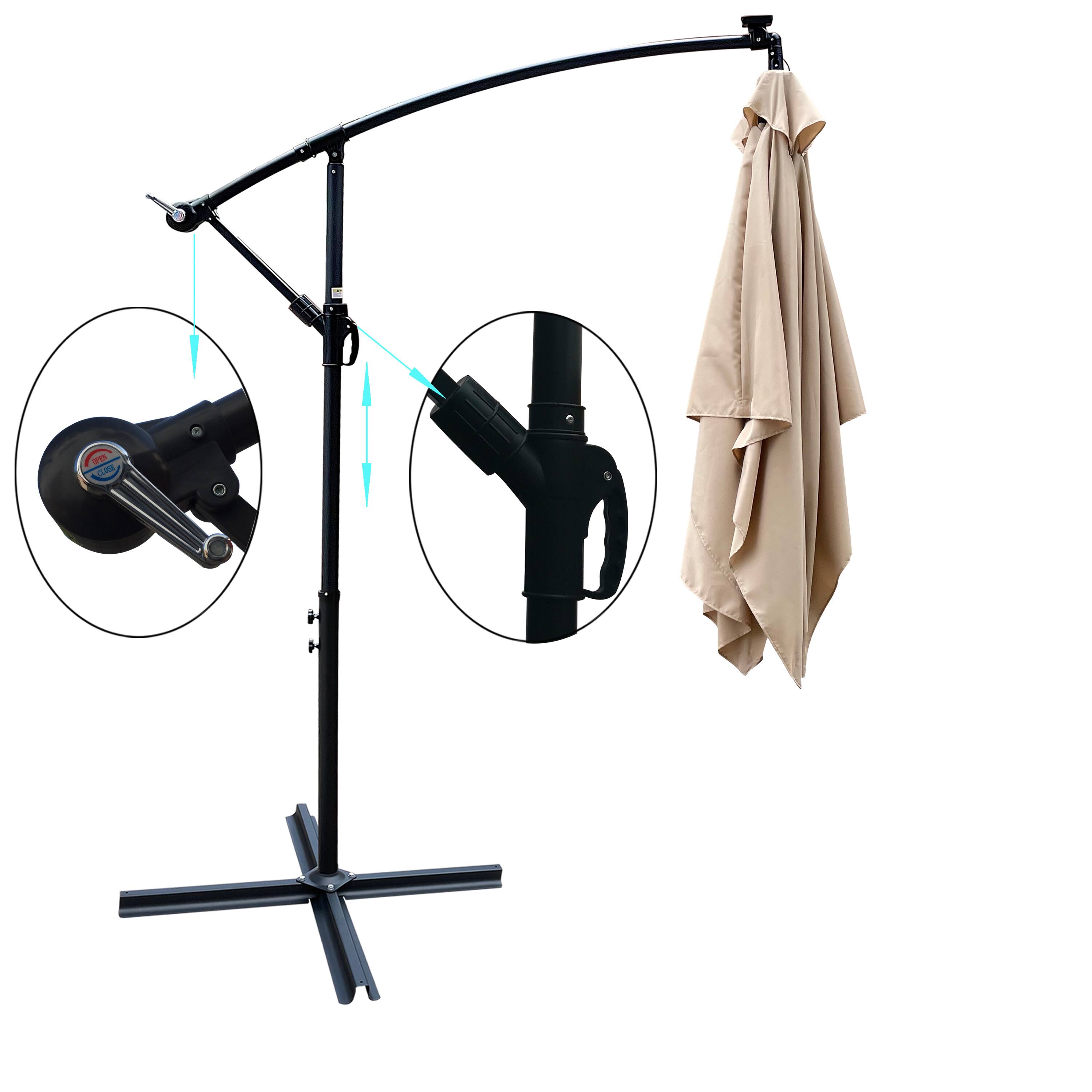 Alt View 4. Loheer - Loheer Rectangular Patio Umbrella Solar Lighted Outdoor Sun Shade with Crank Lift and Cross Base for Deck.