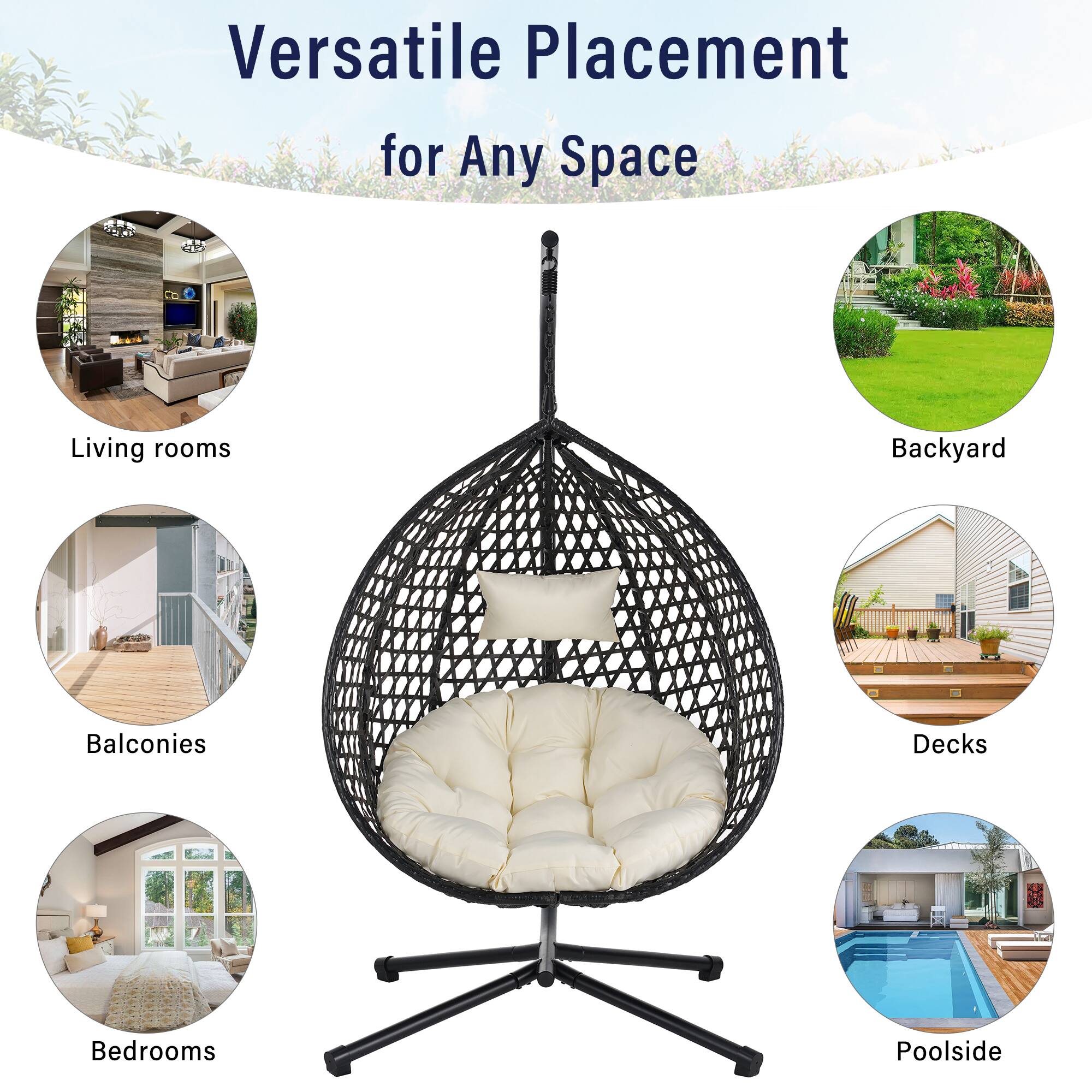 Versatile Placement for Any Space

- Living rooms
- Backyard
- Bedrooms
- Balconies
- Decks
- Poolsides