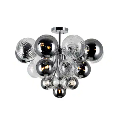 Front. CWI Lighting - Pallocino 10 Light Flush Mount With Chrome Finish - Chrome.