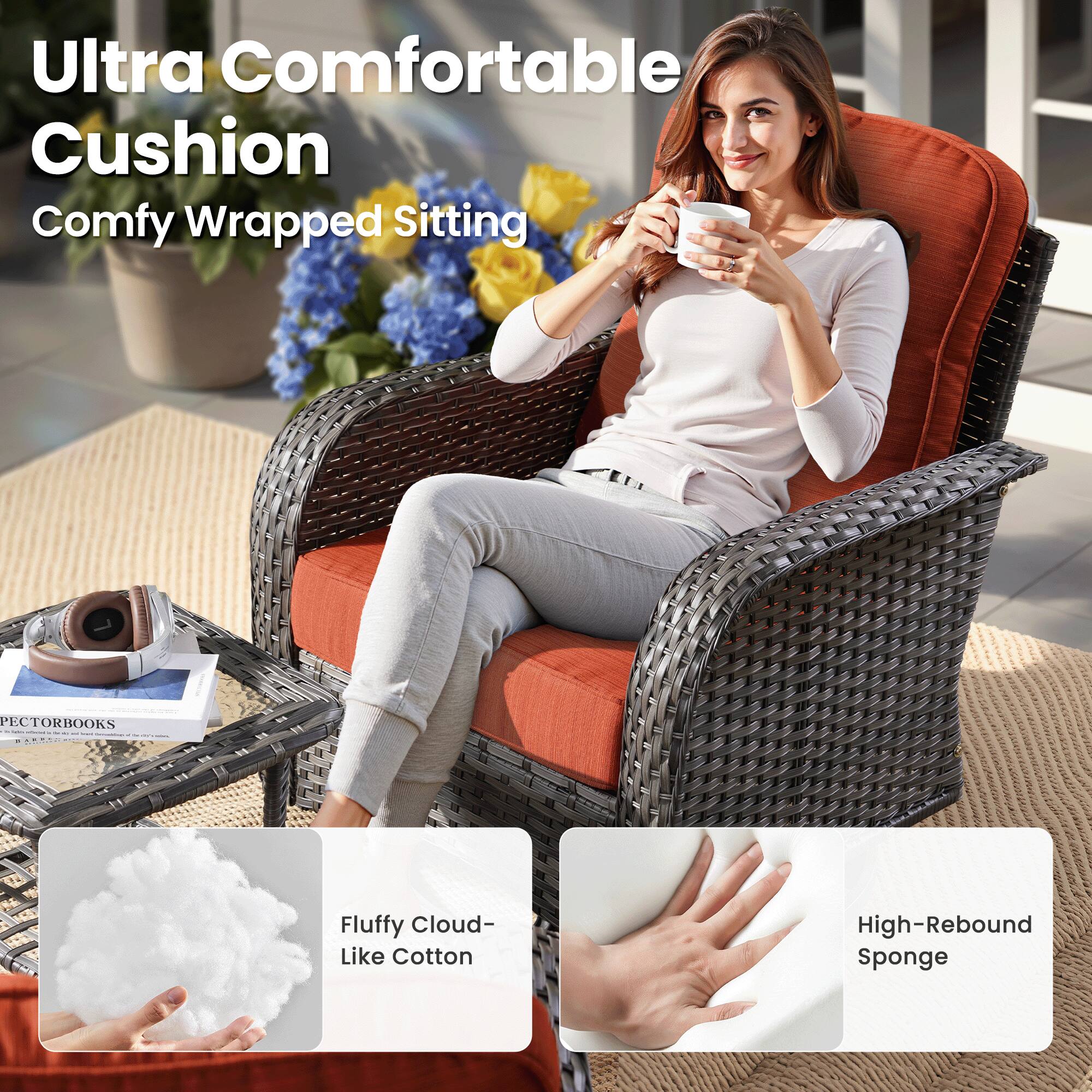 Ultra Comfortable Cushion  
Comfy Wrapped Sitting  

Fluffy Cloud-Like Cotton  
High-Rebound Sponge