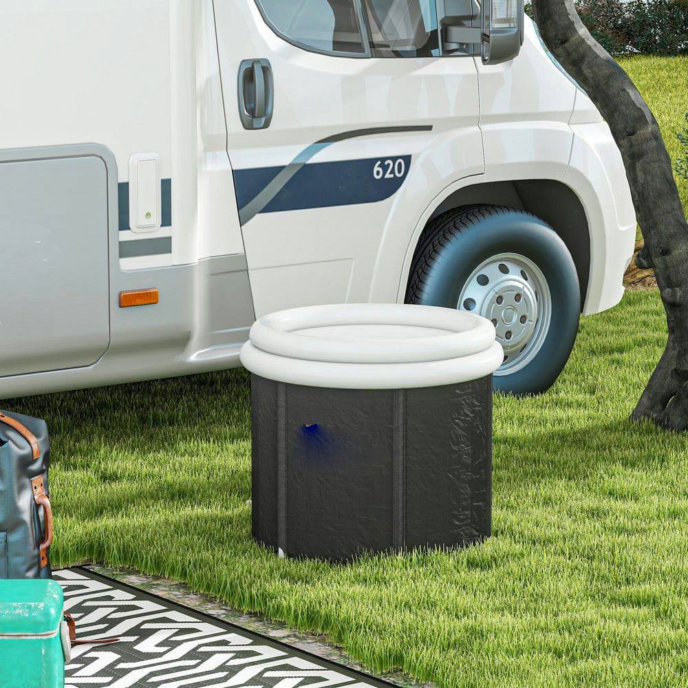 Angle. Resenkos - Insulated Portable Ice Bath Tub for Athletic Recovery and Cold Therapy - Dark Blue - Blue.