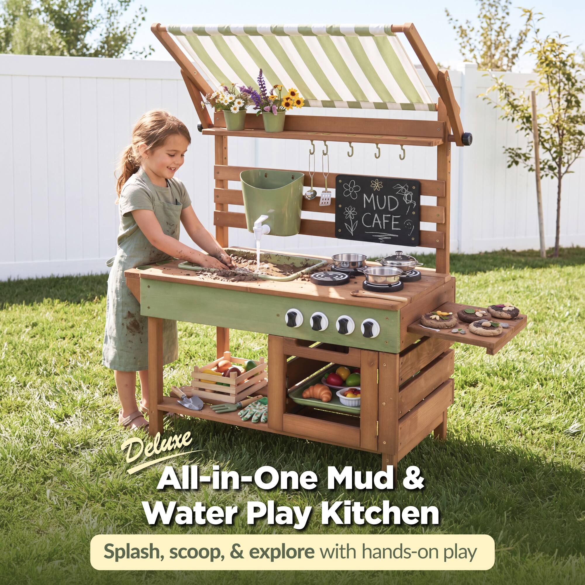 Deluxe All-in-One Mud & Water Play Kitchen  
Splash, scoop, & explore with hands-on play