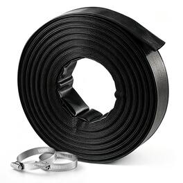 VEVOR - Discharge Hose 2" x 100 ft PVC Lay Flat Backwash Water Pump Hose, for Swimming Pool Sand Filter & Sump Pump, Heavy Duty - Black