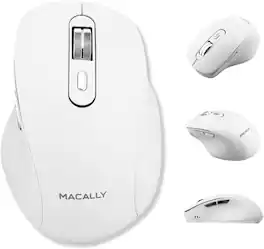 Macally - Ergonomic Bluetooth Mouse for Mac and PC - Pair 3 Devices - Wireless - White