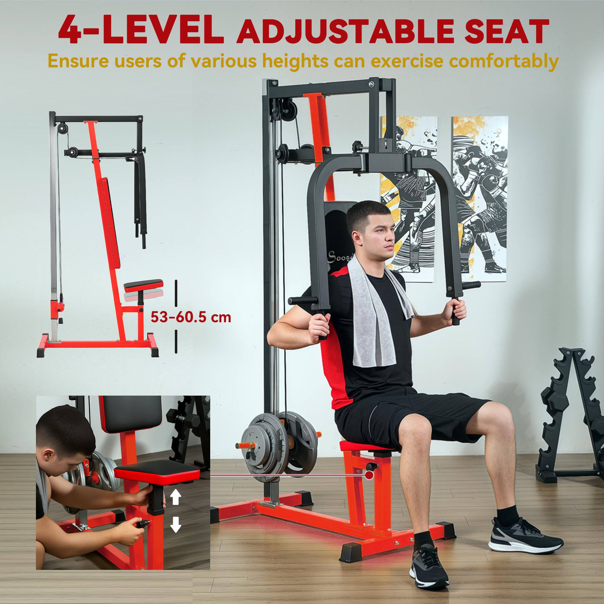 4-LEVEL ADJUSTABLE SEAT
Ensure users of various heights can exercise comfortably
Soogi
53-60.5 cm