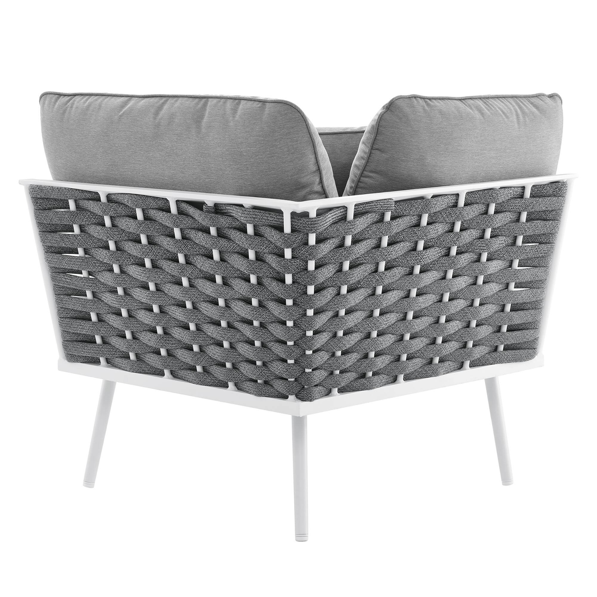 Alt View 4. Modway - Stance Outdoor Patio Aluminum Large Sectional Sofa - White Gray.