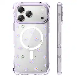 Ornarto - Magnetic for iPhone 18 Pro Case / 17 Pro Case, Slim Translucent Matte Phone Case - Purple Daisy