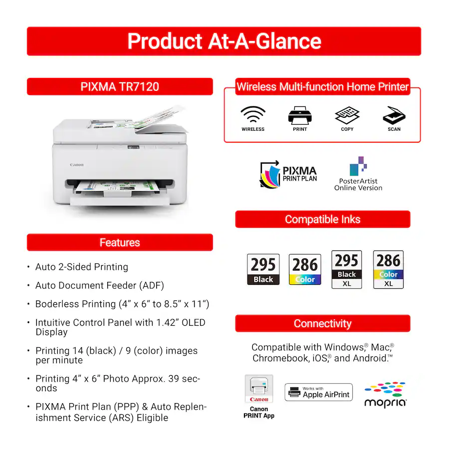 Canon PIXMA TR7120 Wireless All In One Inkjet Printer with ADF